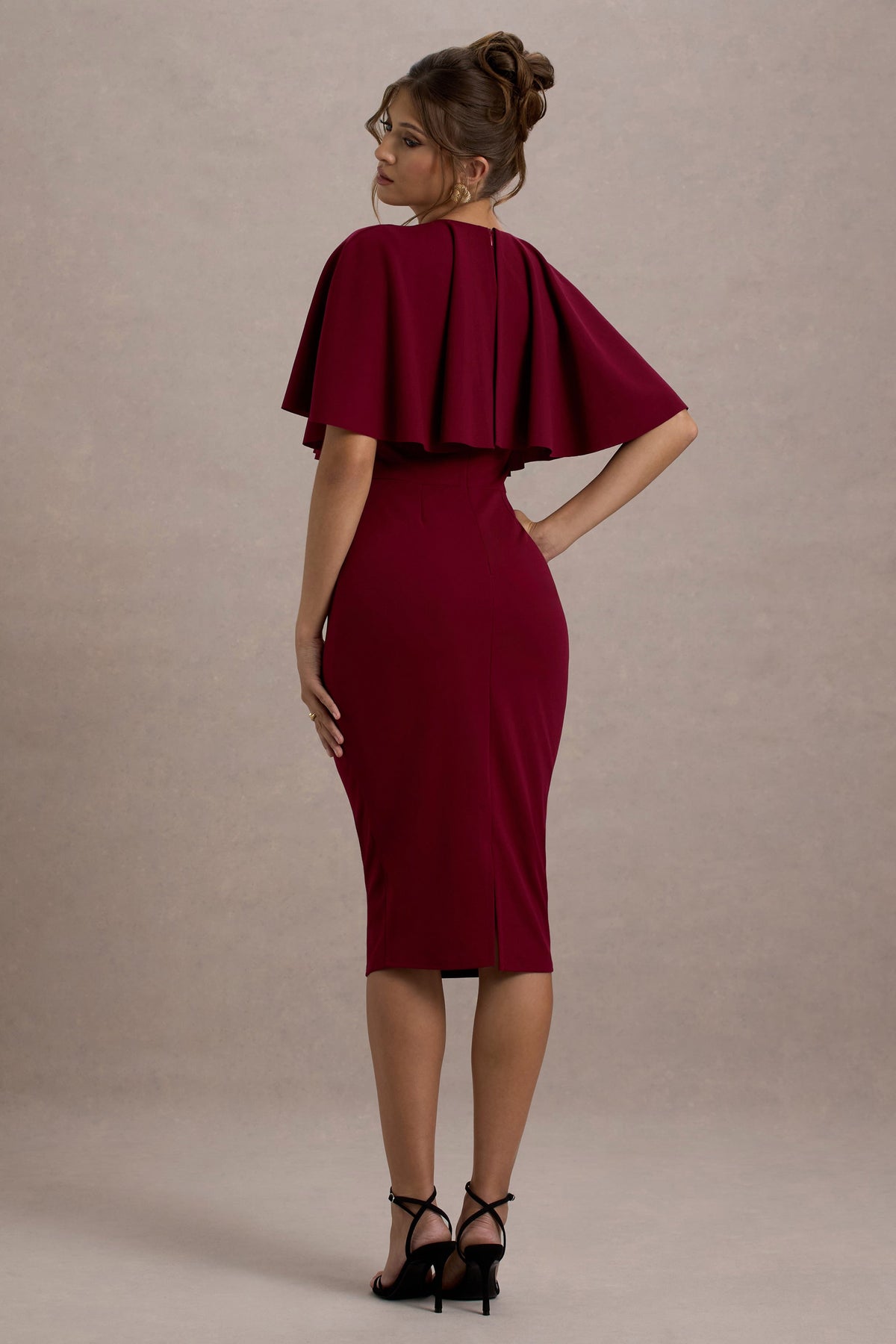 Andorra | Vestido Midi con capa delantera y ajustado en color berry