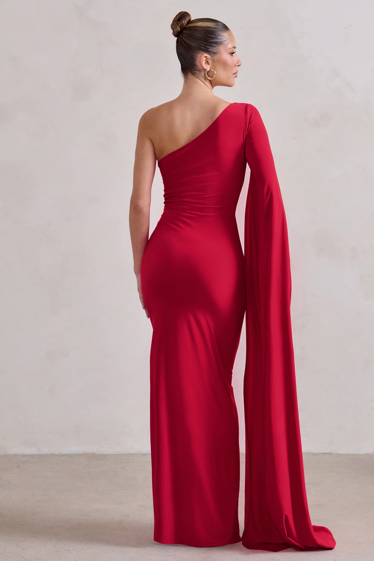 Romi | Vestido Largo rojo asimétrico cruzado