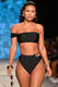 Dusk | Top de bikini bandeau negro con drapeado