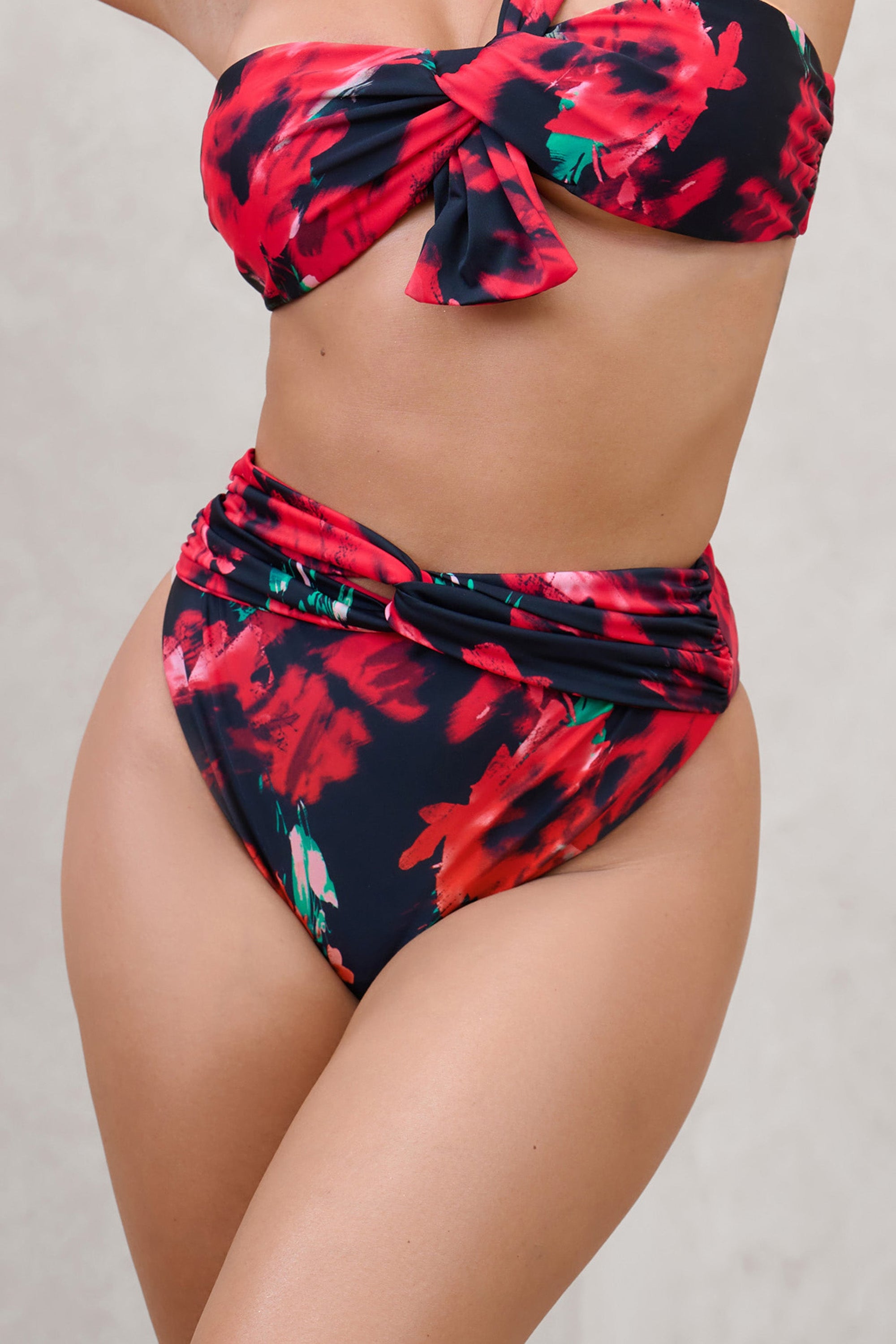 High Tide | Braguitas de Bikini de Talle Alto con Nudo Frontal y Estampado