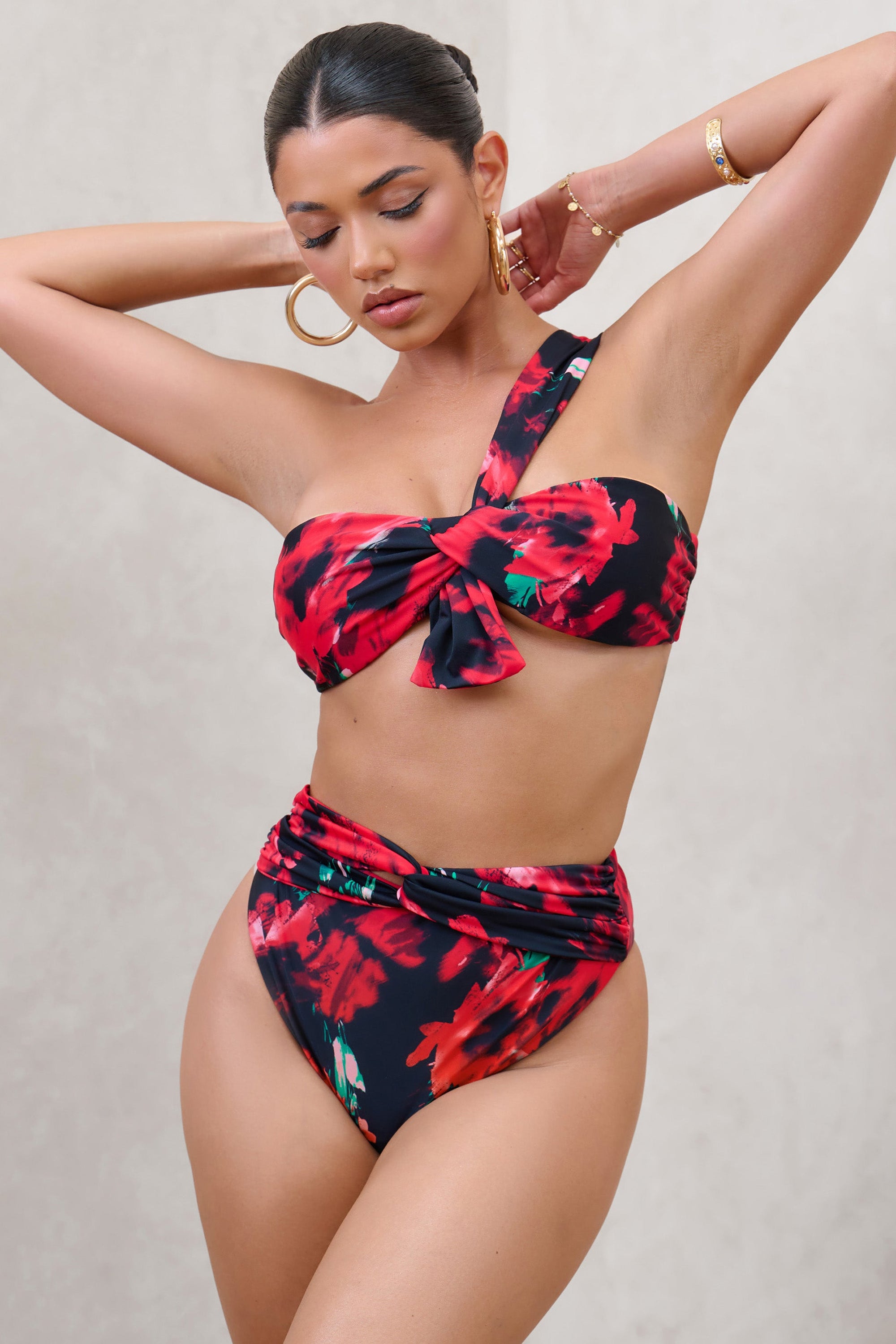 High Tide | Braguitas de Bikini de Talle Alto con Nudo Frontal y Estampado