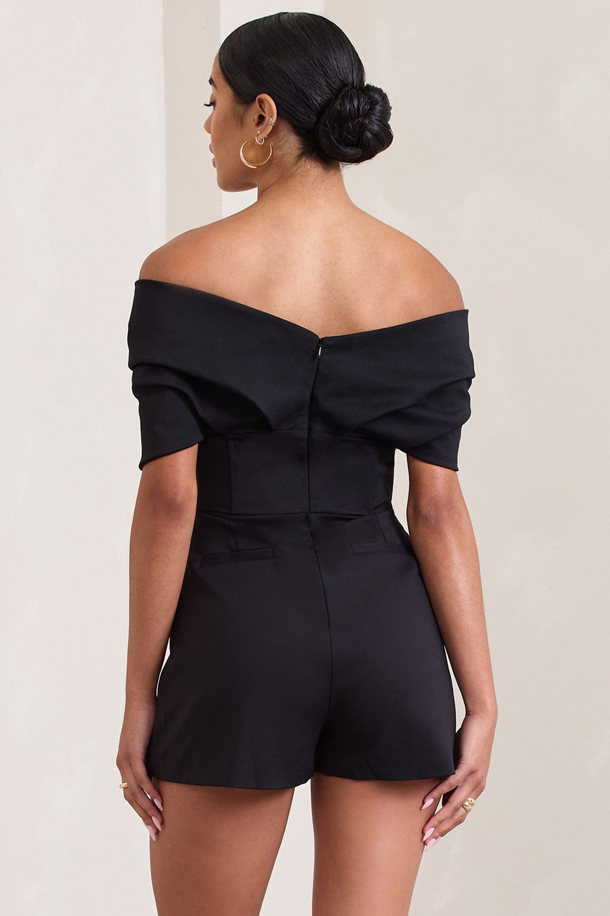 Damsel | Mono Corto escote Bardot con corsé negro