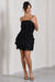 It Girl | Vestido Negro Bodycon Mini con Volantes y Bandeau