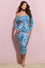 Over Love | Vestido Midi Bardot con Estampado Azul