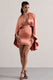 Olsen | Vestido corto de Satén Coral con Escote Profundo y Capa