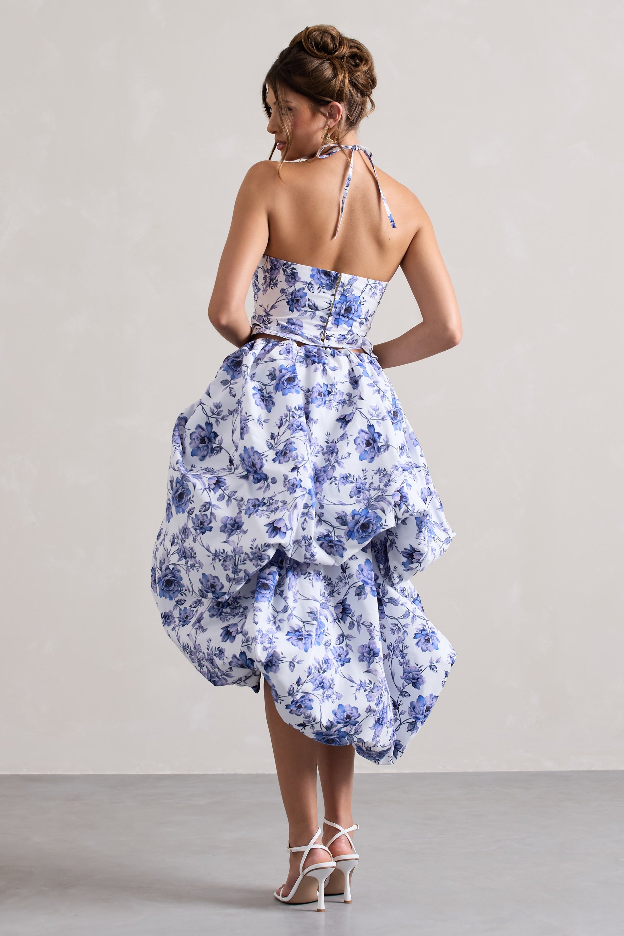 Make Waves | Falda Midi asimétrica de Vuelo con Estampado Floral