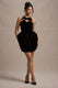 Bonet | Vestido corto de Terciopelo Negro con Tirantes Estructurados y Detalle de Lazo