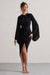 Lennox | Vestido midi negro con mangas drapeadas y fruncido
