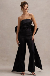 Sweet Escape | Top de Satén Negro con Lazo Oversized de Satén