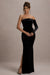 Sandrine |  Vestido largo de Terciopelo Negro con Una Manga
