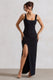 Kate | Vestido largo negro con escote cuadrado y espalda abierta