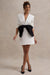 Prized | Vestido Blazer Blanco Entallado con Lazo Negro