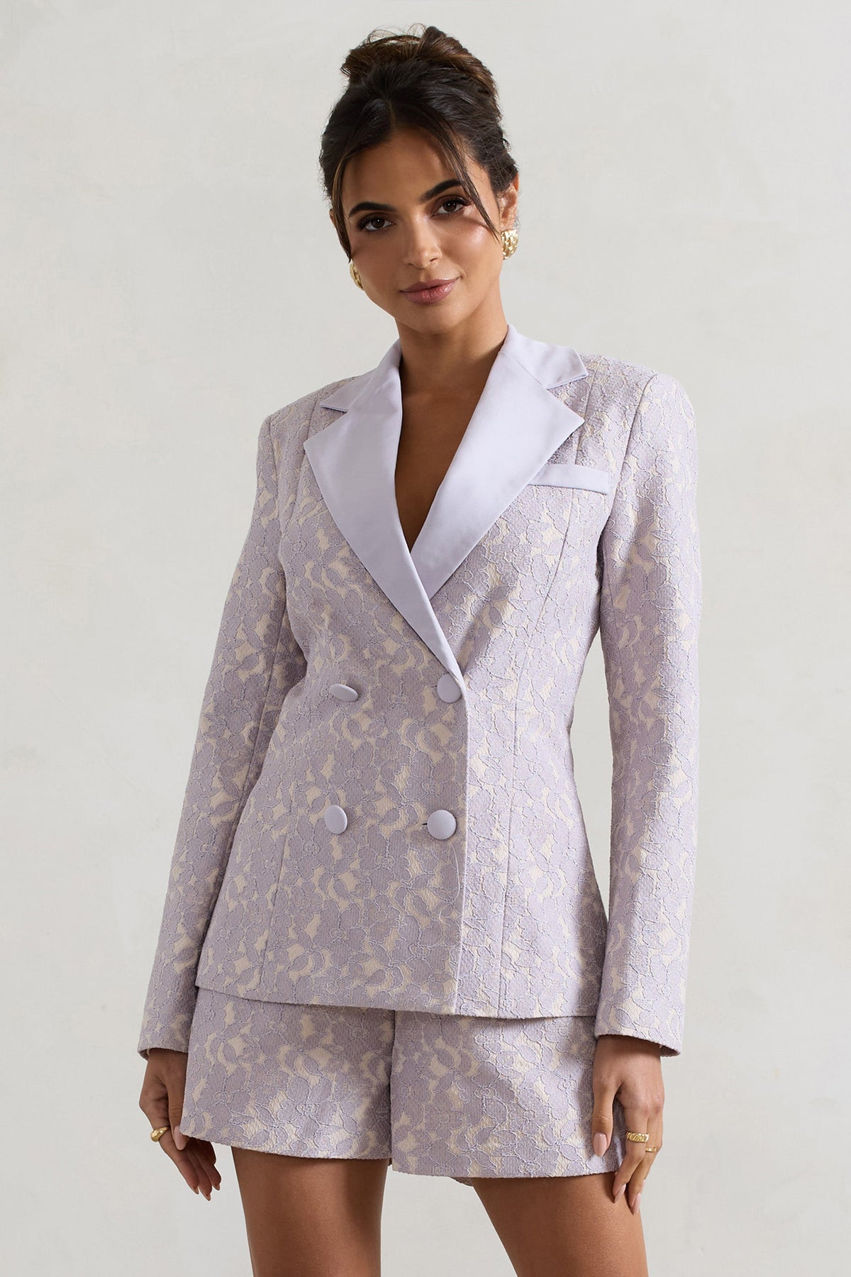 Kennedy | Blazer Entallado de Encaje Malva