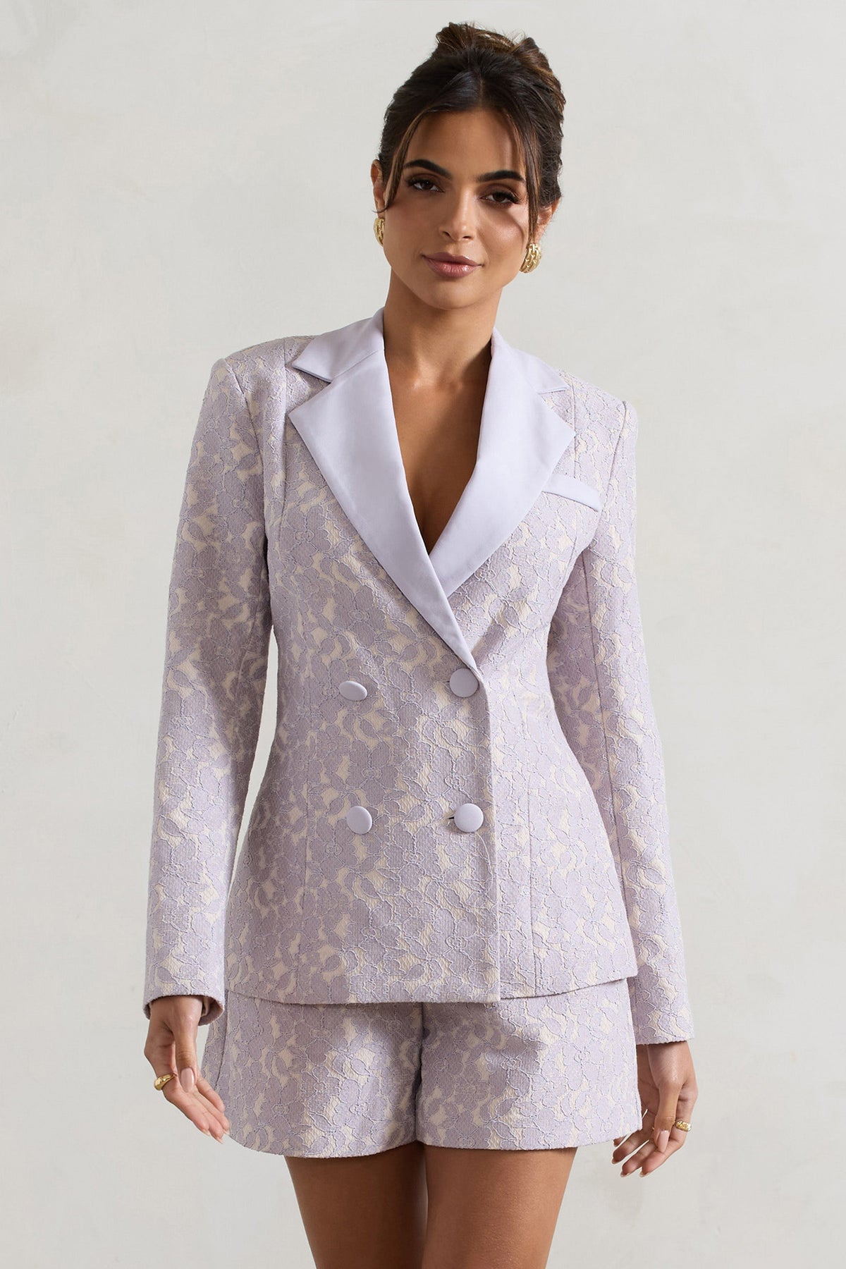 Kennedy | Blazer Entallado de Encaje Malva