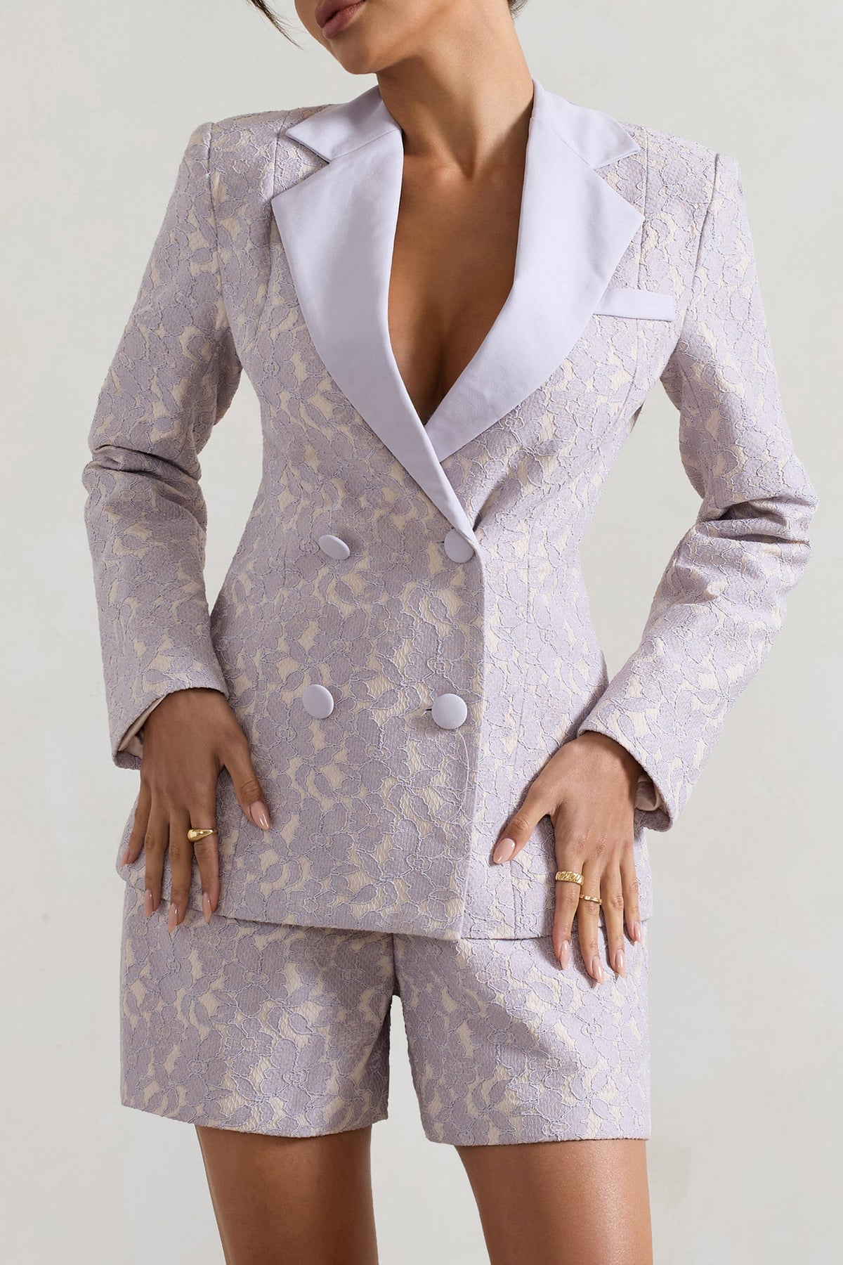 Kennedy | Blazer Entallado de Encaje Malva