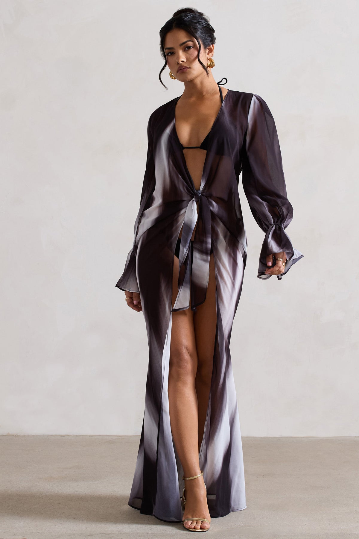 Bohemian | Cubre todo de gasa largo con estampado negro