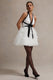 Eclair | Vestido Corto Escotado en Blanco y Negro con Falda de Tul