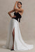 Lucienne | Vestido largo escote en forma de corazón y abertura en color negro y crema