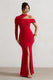 Tyla | Vestido largo asimétrico rojo con abertura y cuello alto