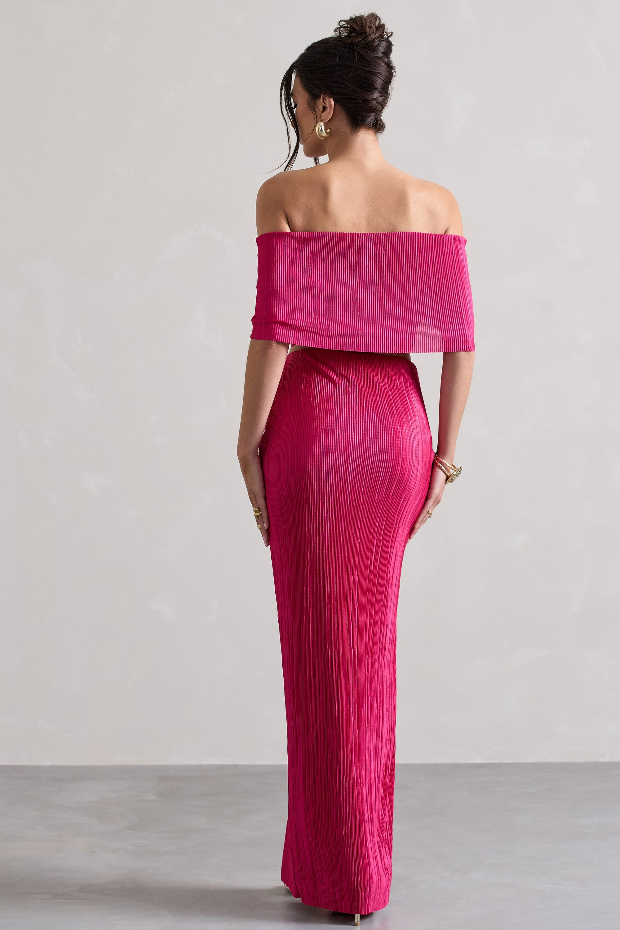 Calida | Falda larga con nudo plisado de color rosa intenso