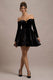 Ottie | Vestido corto Skater Bardot de Terciopelo Negro.