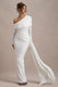 Valina | Vestido largo en Blanco con mangas largas  y Drapeado lateral